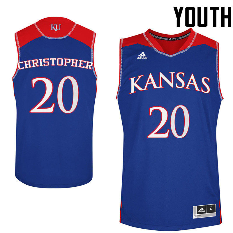 Youth Kansas Jayhawks #20 Jayde Christopher College Basketball Jerseys-Royals